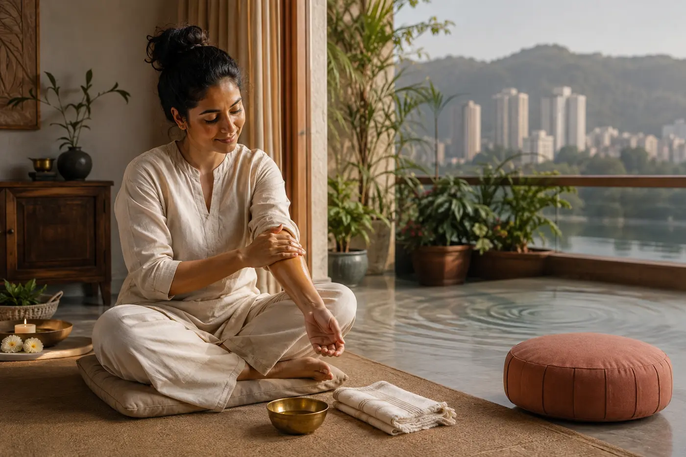 A Sunday abhyanga and meditation ritual